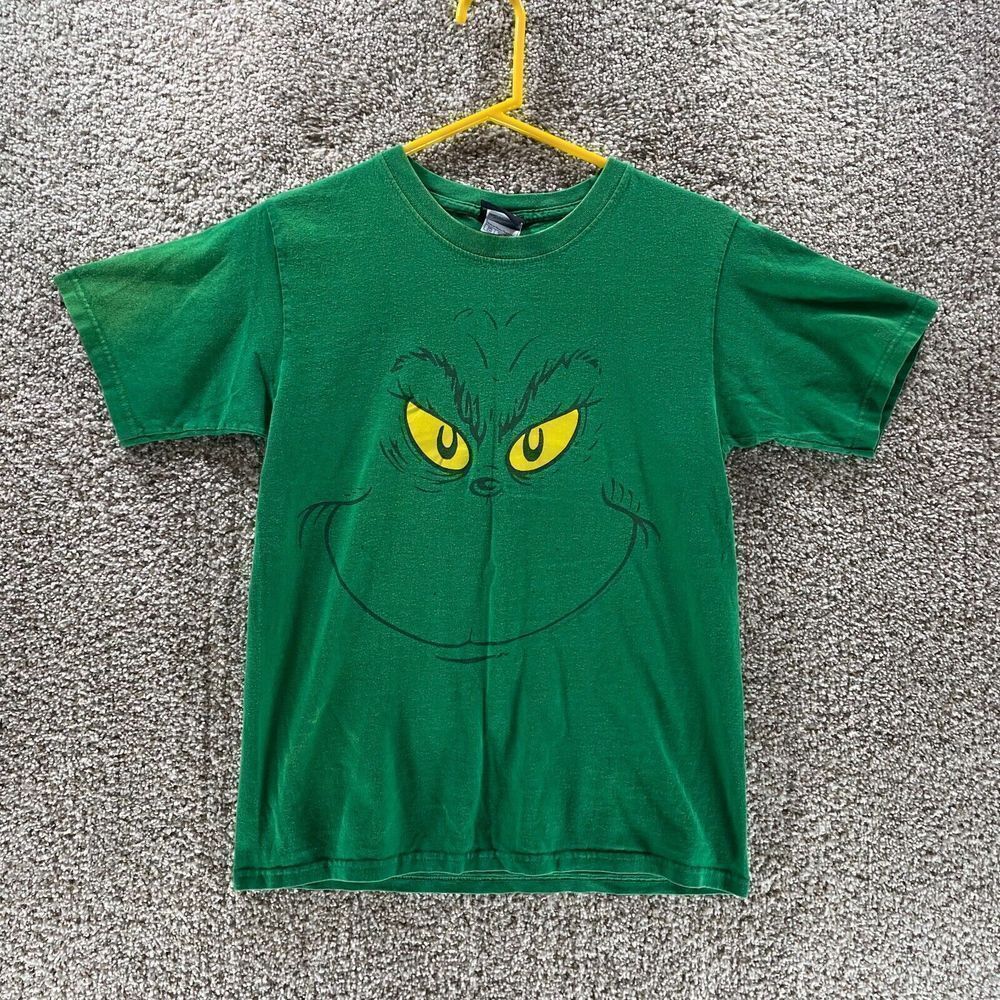 The Grinch Shirt Mend Small Green Short Sleeve Dr Seuss Cotton Casual Logo Crew